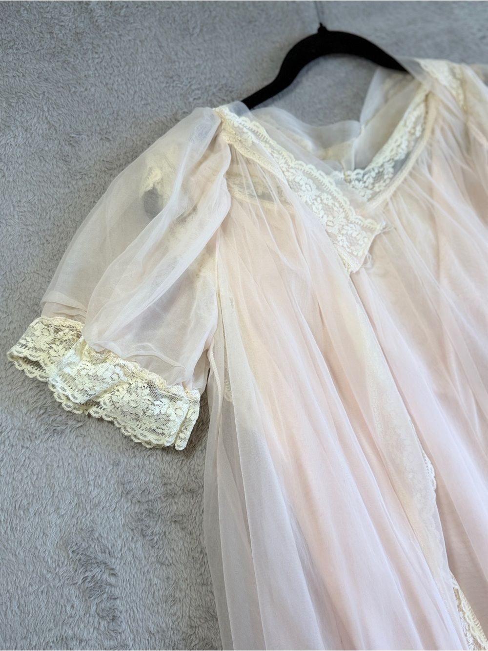 Vintage sheer lingerie set, vintage peignoir, honeymoon lingerie, 50’s/60’s S - Picture 3 of 8